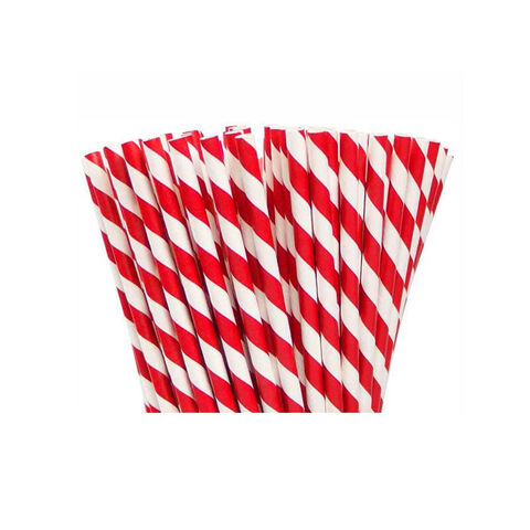 Slámky PAPÍR JUMBO červeno/bílé 25 cm - 100 ks