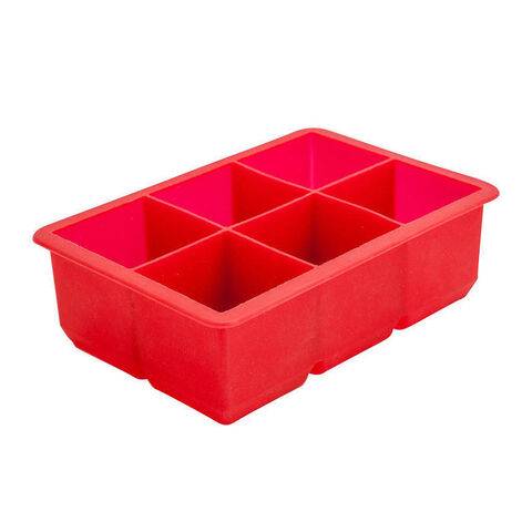 Silikonová forma na led 6 kostek červená