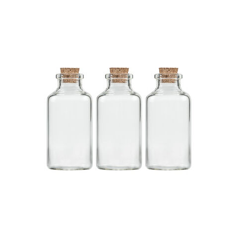 Sada 3 ks flakonů s korkovým uzávěrem 