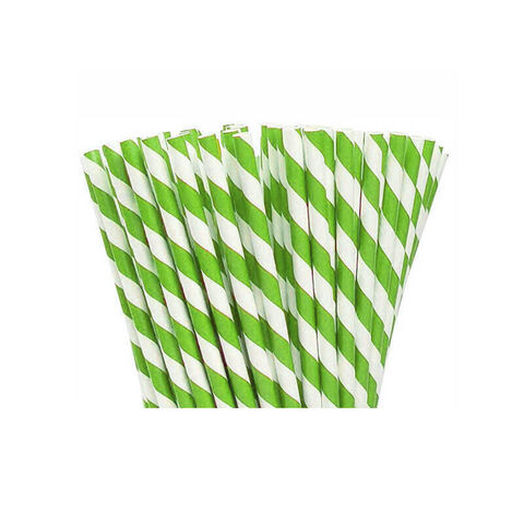 Slámky PAPÍR JUMBO zeleno/bílé 25 cm - 100 ks