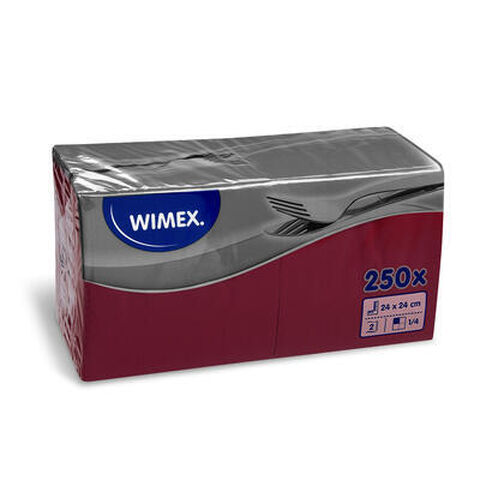 Koktejlové ubrousky 24x24 cm BORDÓ 1/4 - 250 ks