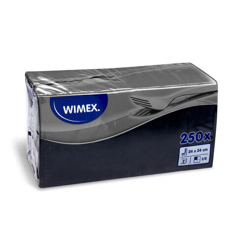 Koktejlové ubrousky 24x24 cm ČERNÉ 1/4 - 250 ks