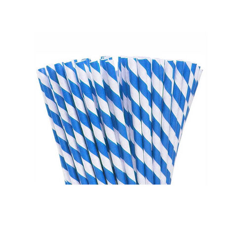 Slámky PAPÍR JUMBO modro/bílé 25 cm - 100 ks